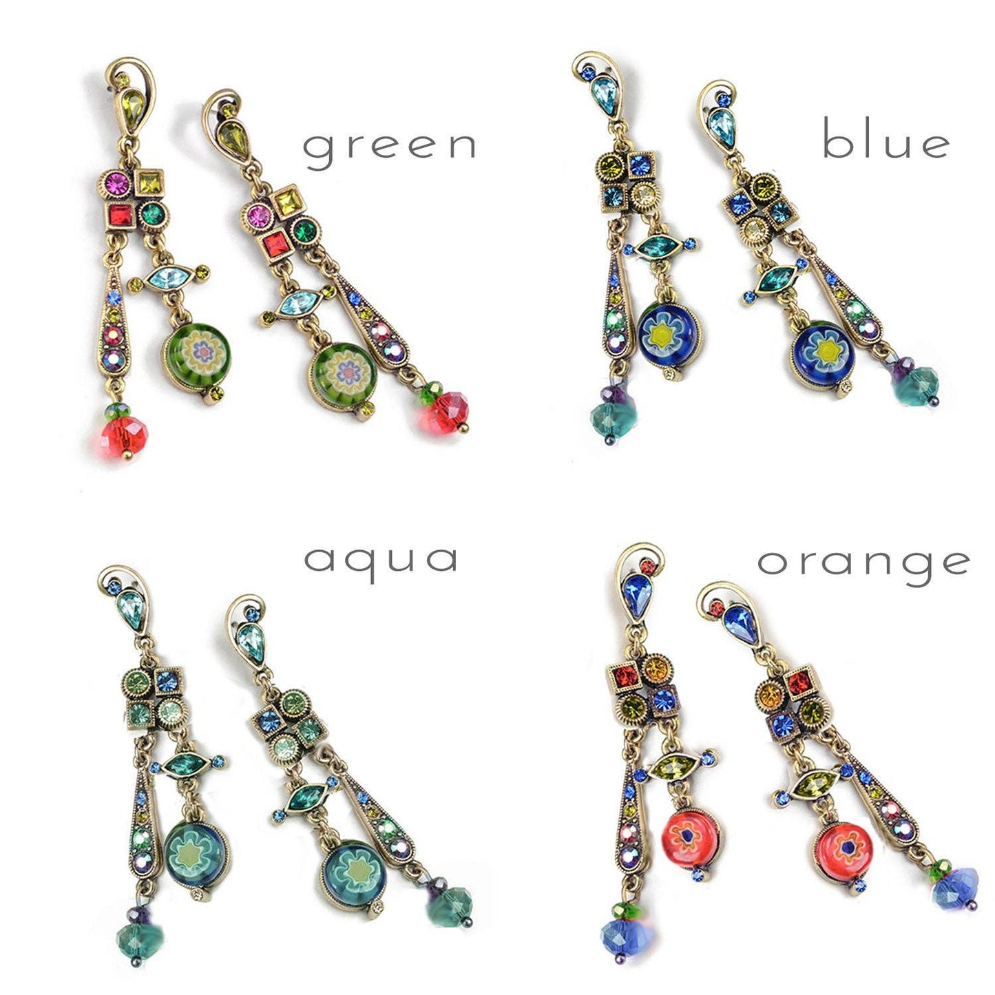 Millefiori Glass Modern Mid-Century Earrings