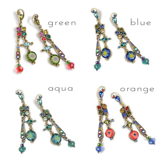 Millefiori Glass Modern Mid-Century Earrings