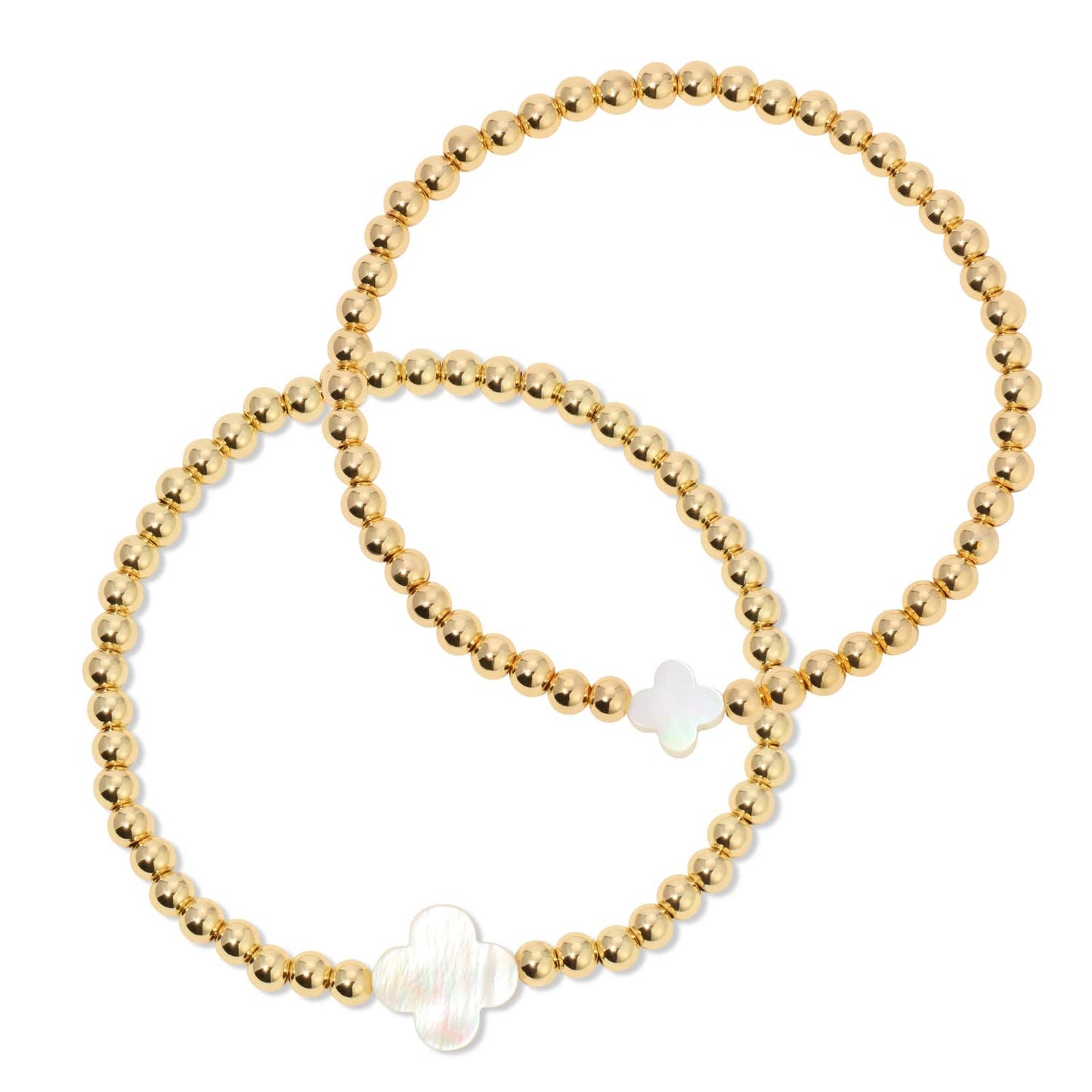 Iris espléndido - Juego de 12 pulseras de 4 mm con detalles de concha y trébol