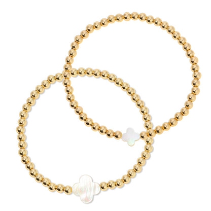 Iris espléndido - Juego de 12 pulseras de 4 mm con detalles de concha y trébol
