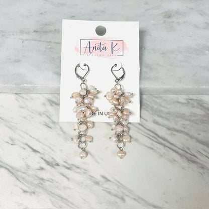 Anita K By Blushing Pink - Freshwater Cluster Drop Dangle Earring