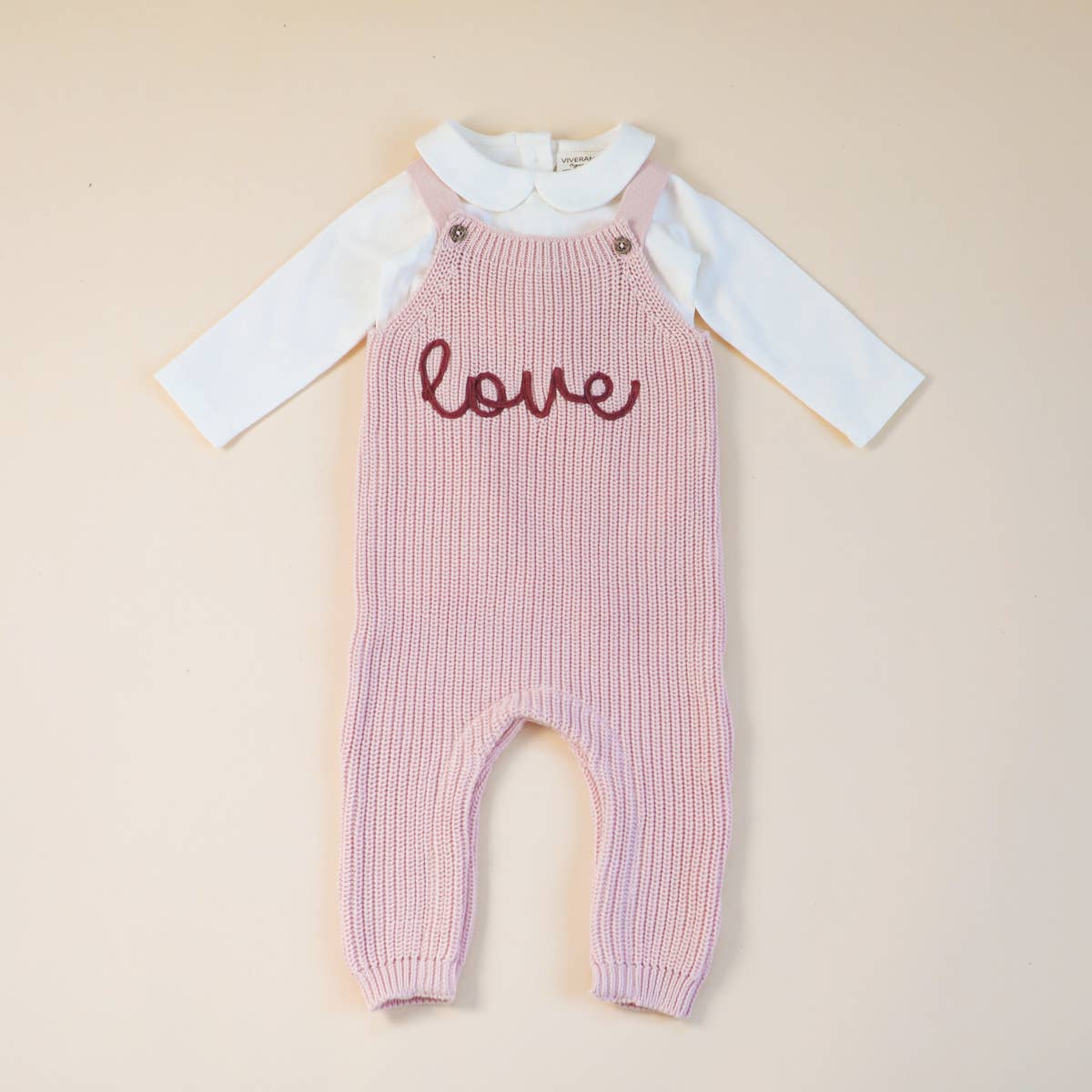 Viverano Organics - LOVE Embroidered Chunky Sweater Knit Baby Overall & Bodysuit