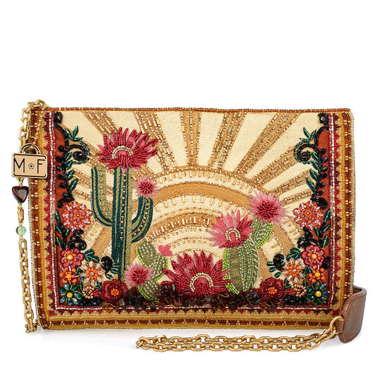 Mary Frances Accessories - Desert Sunrise Beaded Cactus and Floral Crossbody Handbag