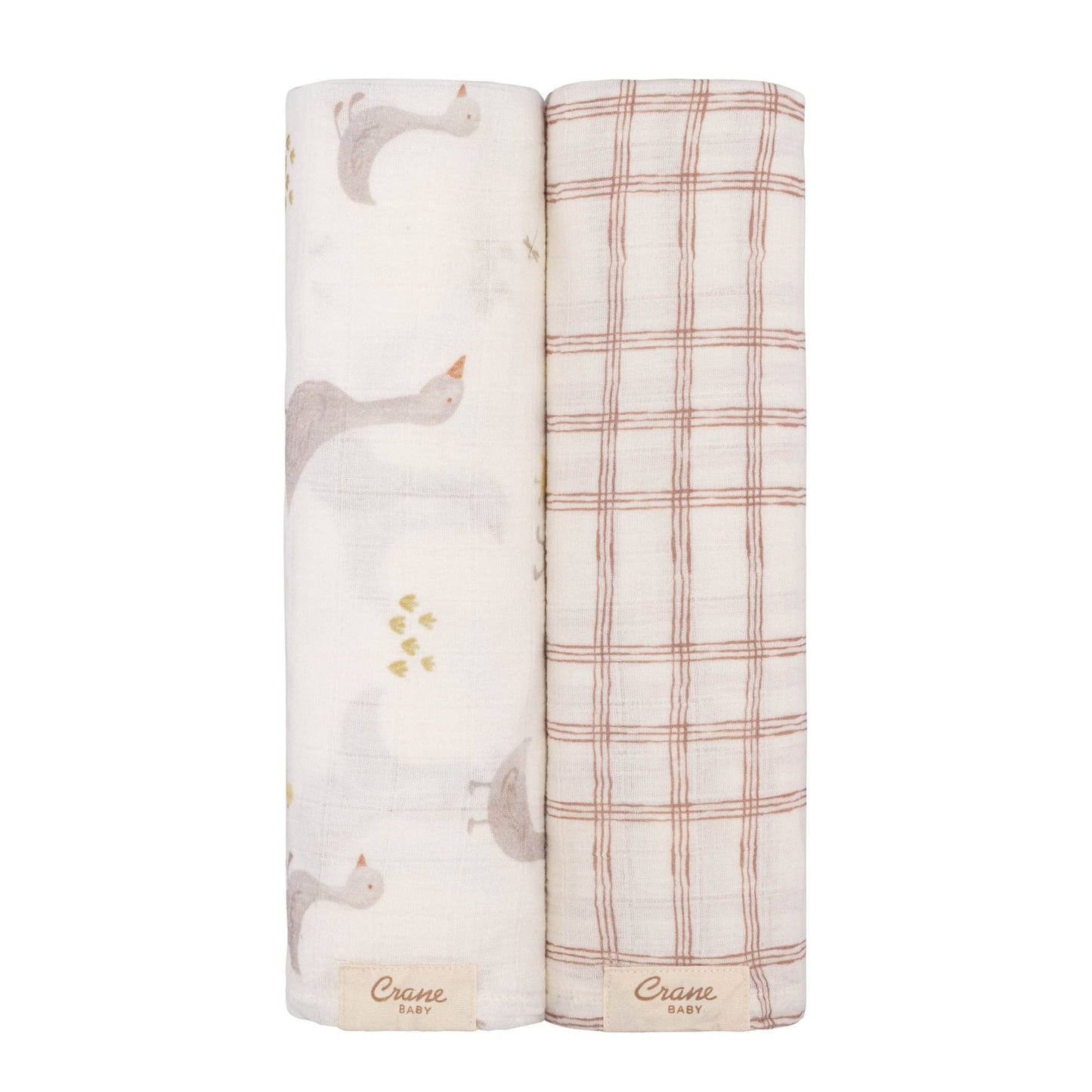 2-pc. Farmhouse Goose/Check Swaddle Set