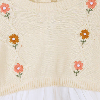 Viverano Organics - Floral Embroidered Sweater Knit Tutu Baby Dress (Organic)