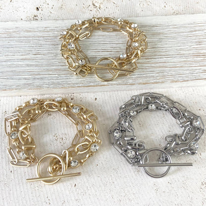 Triple chain crystal bracelet