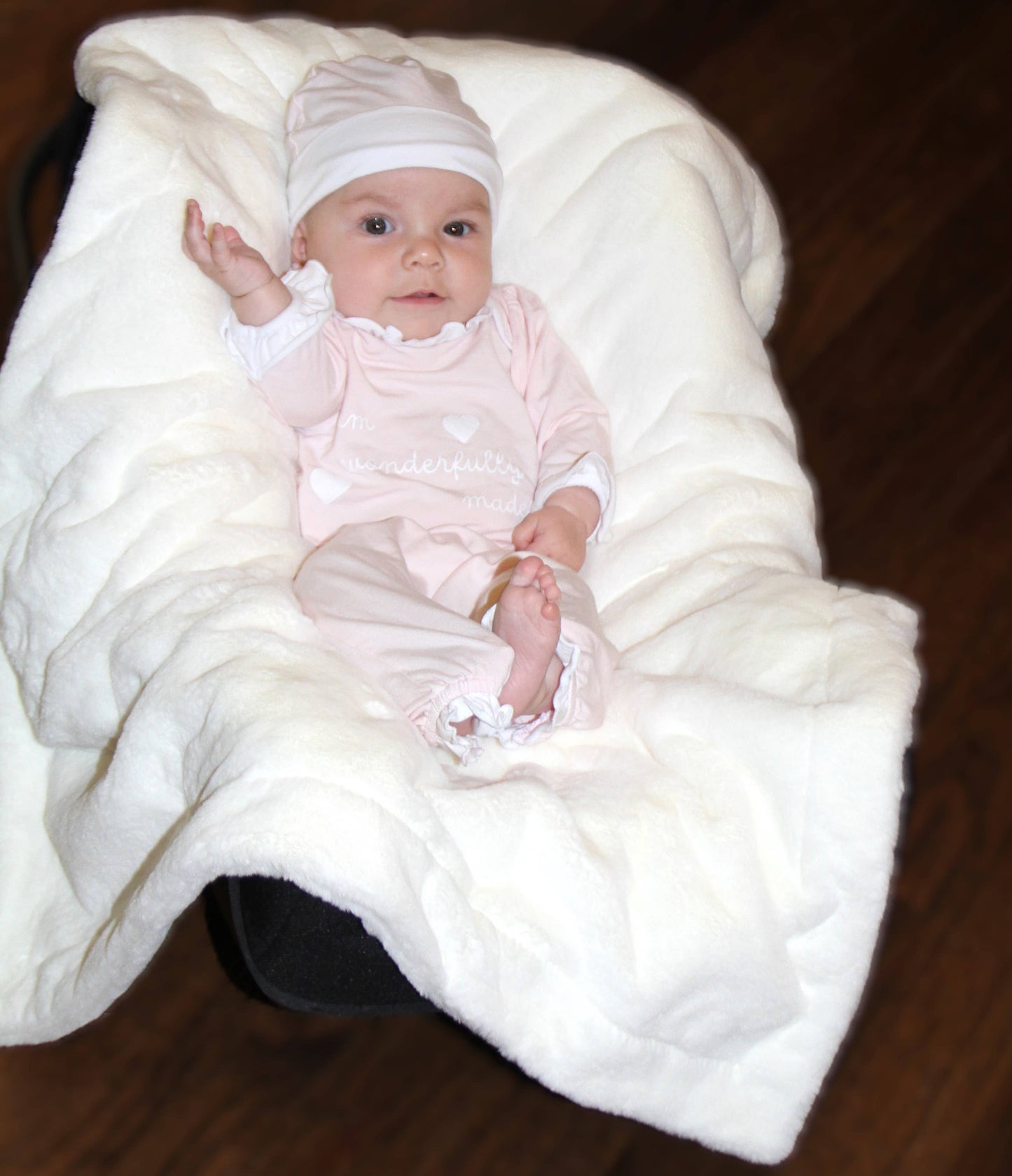 Pink Wonderfully Made Bamboo Sack Gown & Cap: Newborn