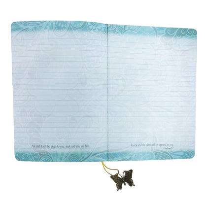 Divinity Boutique - Dangle Journal : Leather Wrapped Teal Serenity Prayer