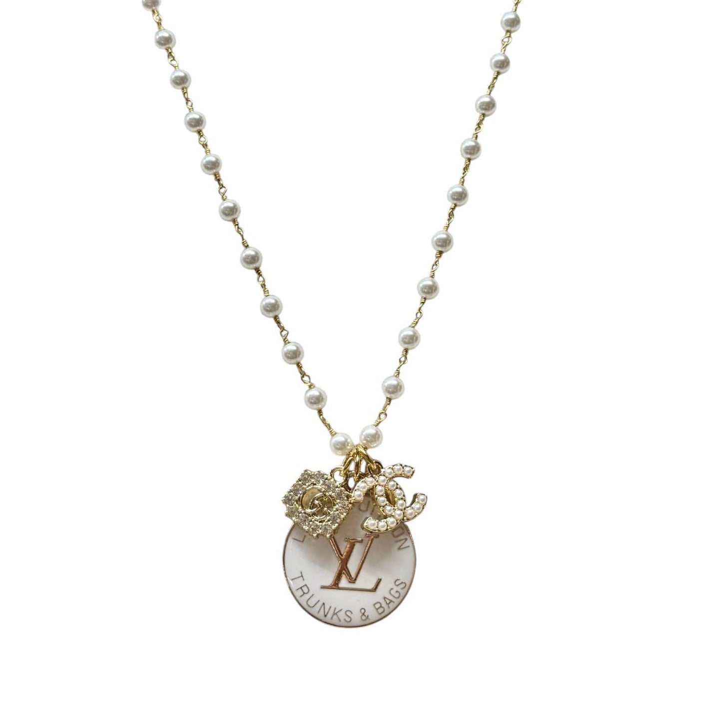 Repurposed Vintage Pearl Rhinestone Necklace