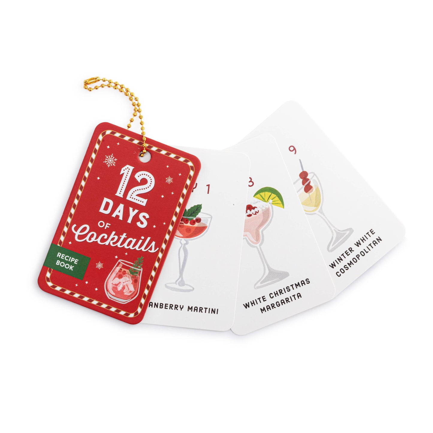 12 Days of Cocktails Holiday Recipe Book - 2.5x4in