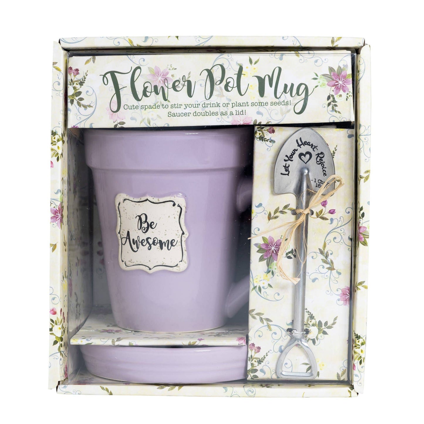 Divinity Boutique - Lilac Flower Pot Mug w/Scripture - Be Awesome
