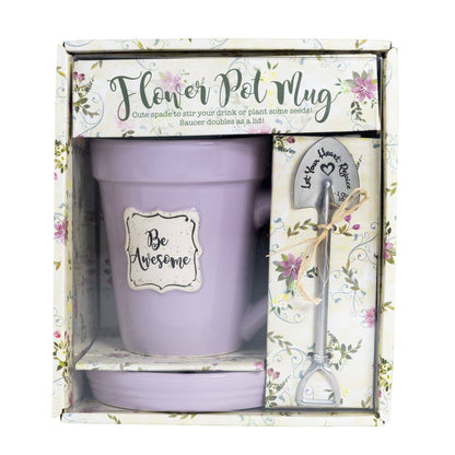 Divinity Boutique - Lilac Flower Pot Mug w/Scripture - Be Awesome