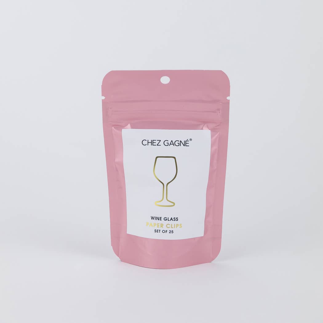 Chez Gagné - Wine Glass - Unique Gold Plated Paper Clips - Pack of 25
