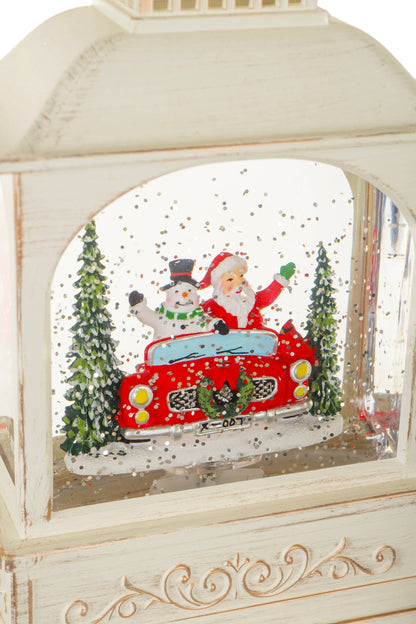Lantern Snow Globe with Santa's Sports Car