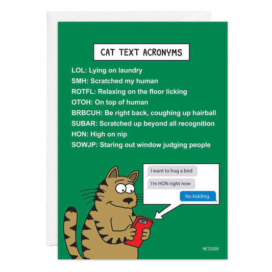 Cat Text Acronyms Birthday Card - 9465
