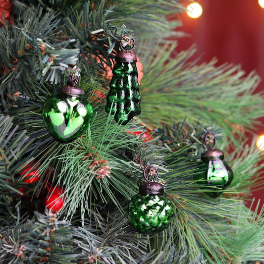 50 Pieces Silver Green Christmas Tree Ornaments