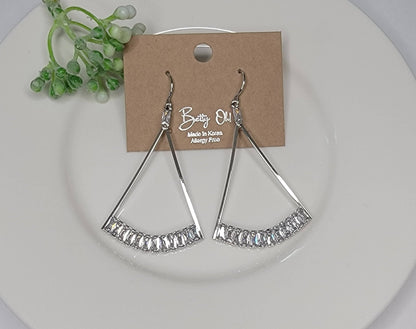 Cz Dangle Earrings - Brass Hook