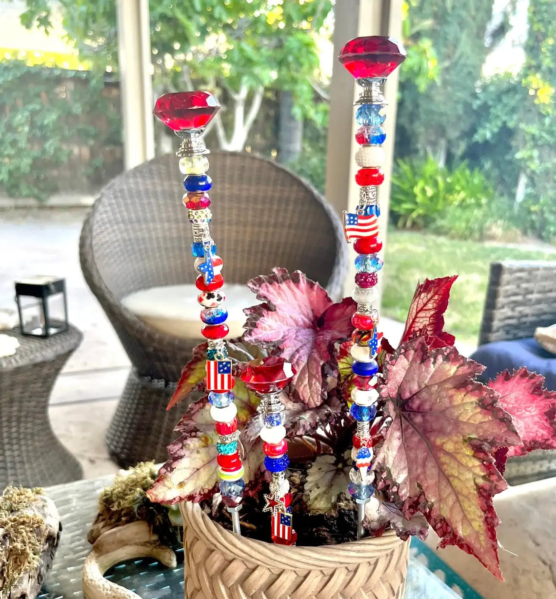 Red, White, Blue Patriotic Garden Stakes 7 inch