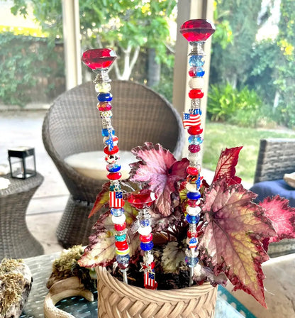 Red, White, Blue Patriotic Garden Stakes 7 inch