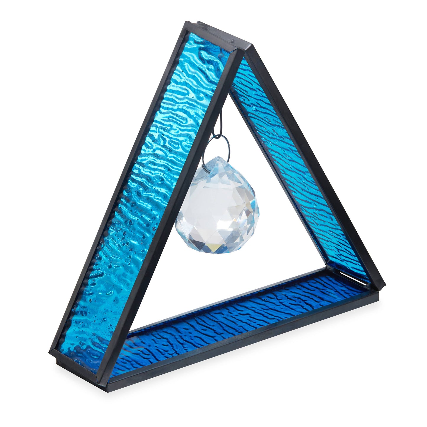 4.5”H Crystal Ball in Blue Standing Triangle Suncatcher