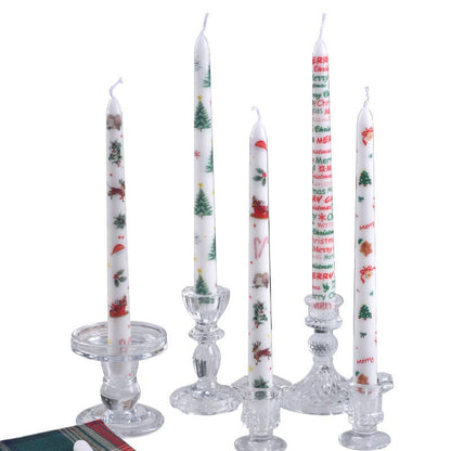 Smokeless Christmas Decorative Printed Taper Candle