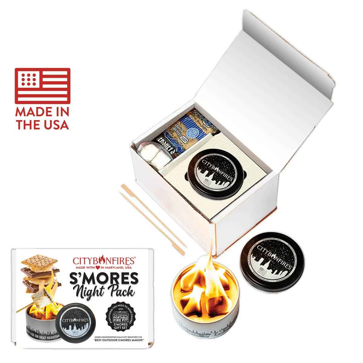 S'mores Night Pack – City Bonfires Portable Fire Pit Kit Set