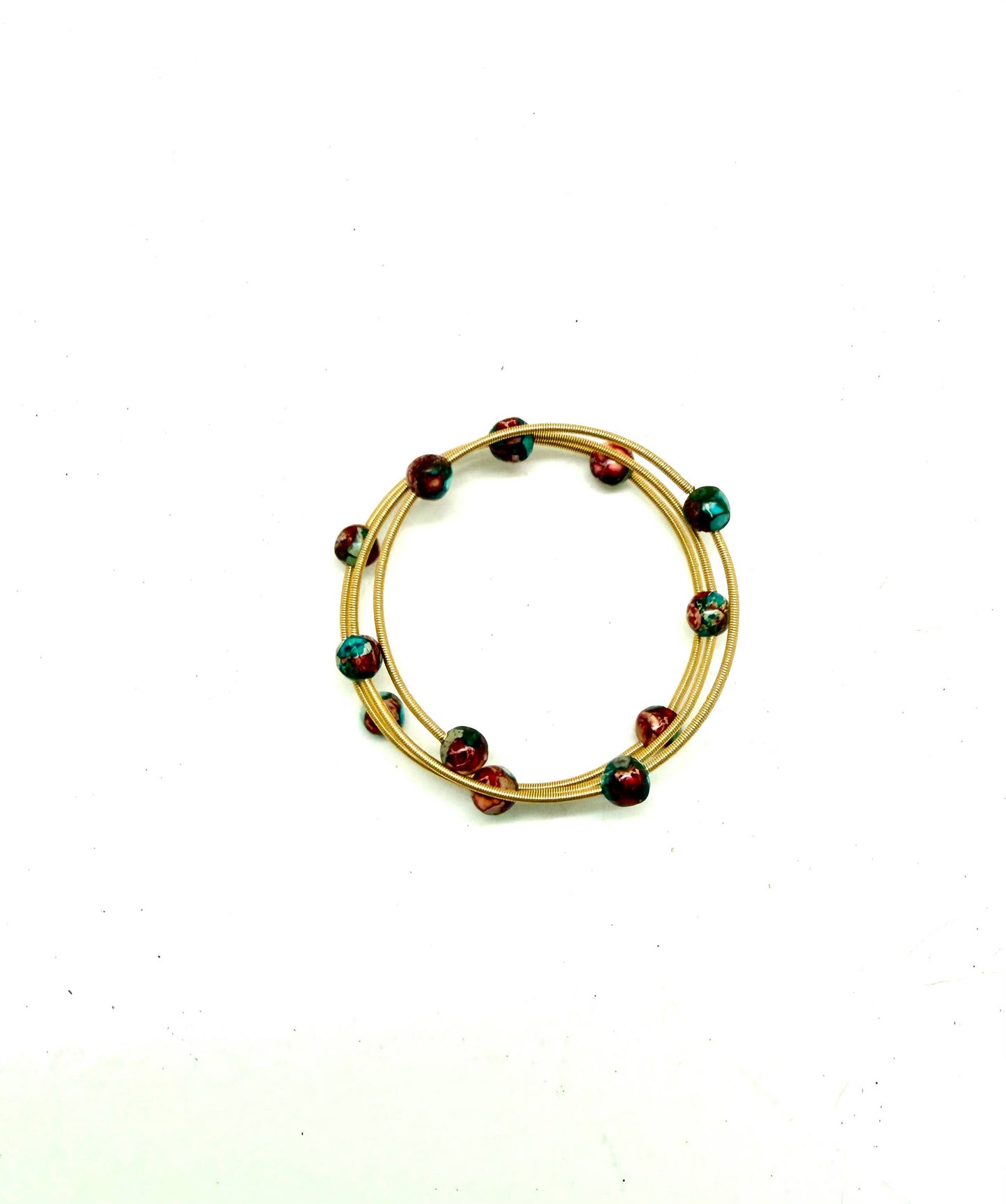 Bracelet 14KGoldPlated Wire w/8mm Imperial Jasper 24”