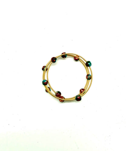 Bracelet 14KGoldPlated Wire w/8mm Imperial Jasper 24”