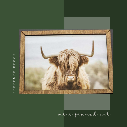 Boho Highland Framed Canvas Mini Art