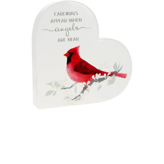 Cardinals Appear - 5" Ceramic Heart Plaque