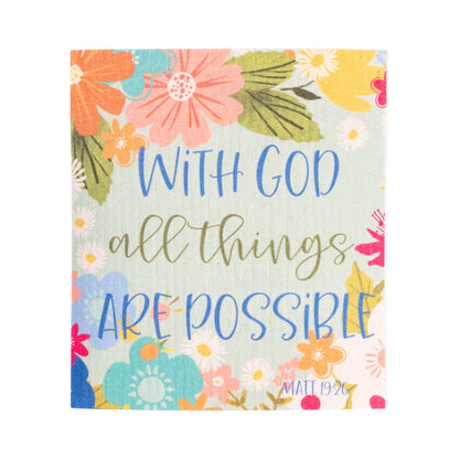 Divinity Boutique - ECO Friendly Dishcloth Set: All Things, Matt 19:26