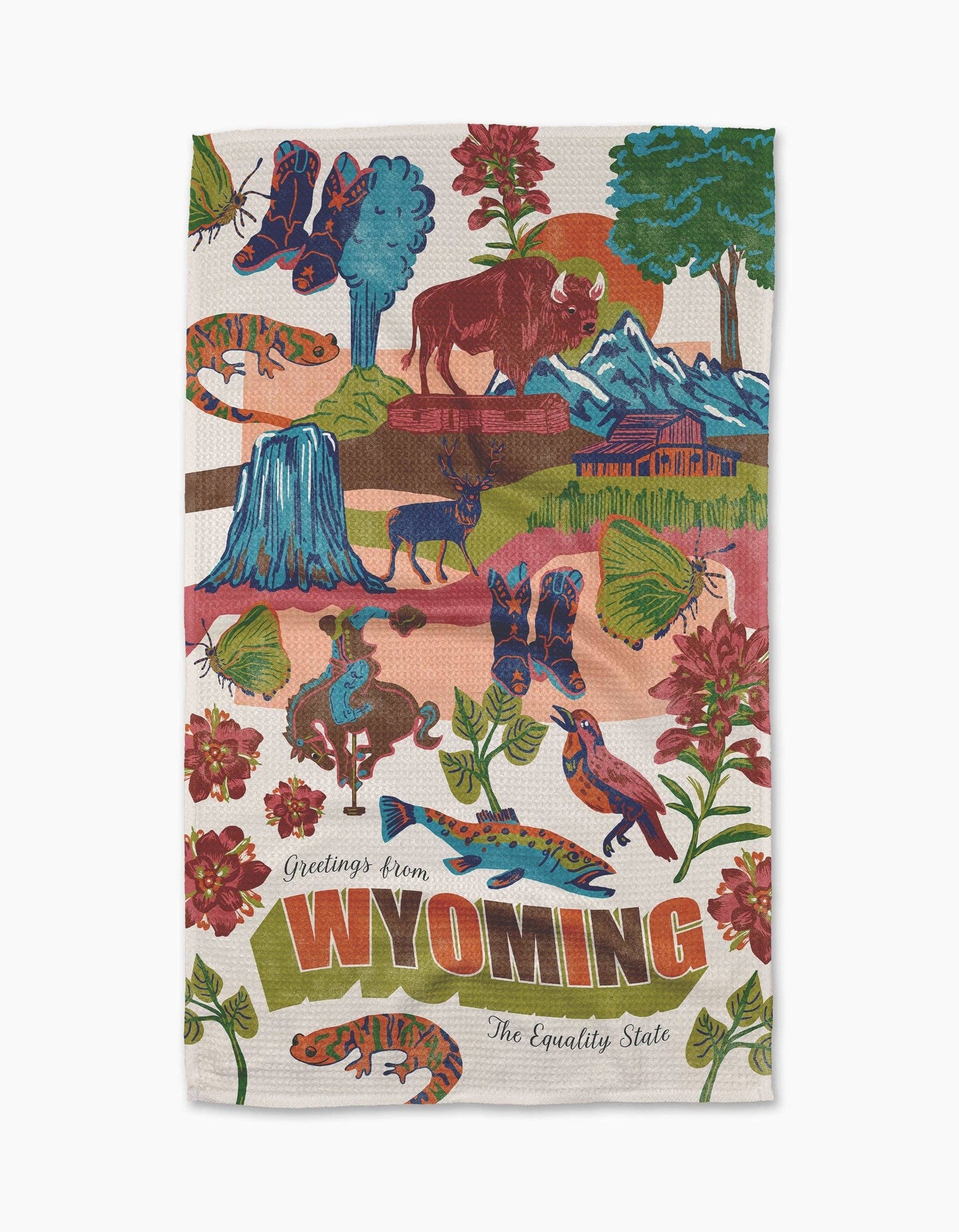 Geometry - Greetings From Wyoming Tea Towel