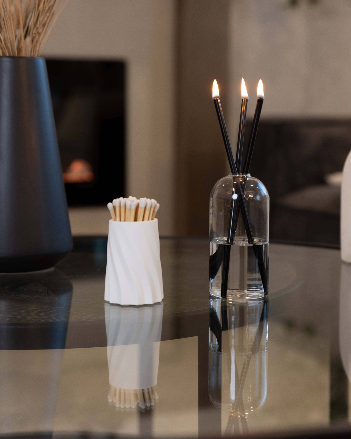 Concrete Safety Match Holder with Matches – White