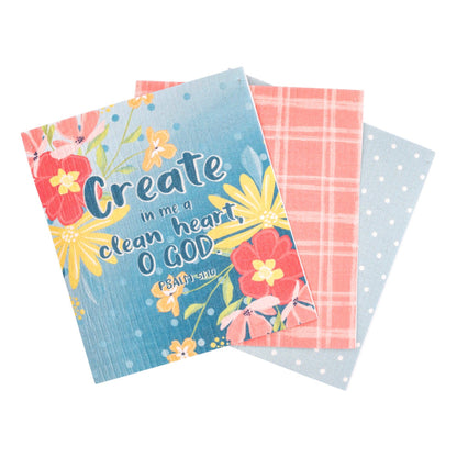 Divinity Boutique - ECO Friendly Dishcloth Set: A Clean Heart, Psalm 51:10