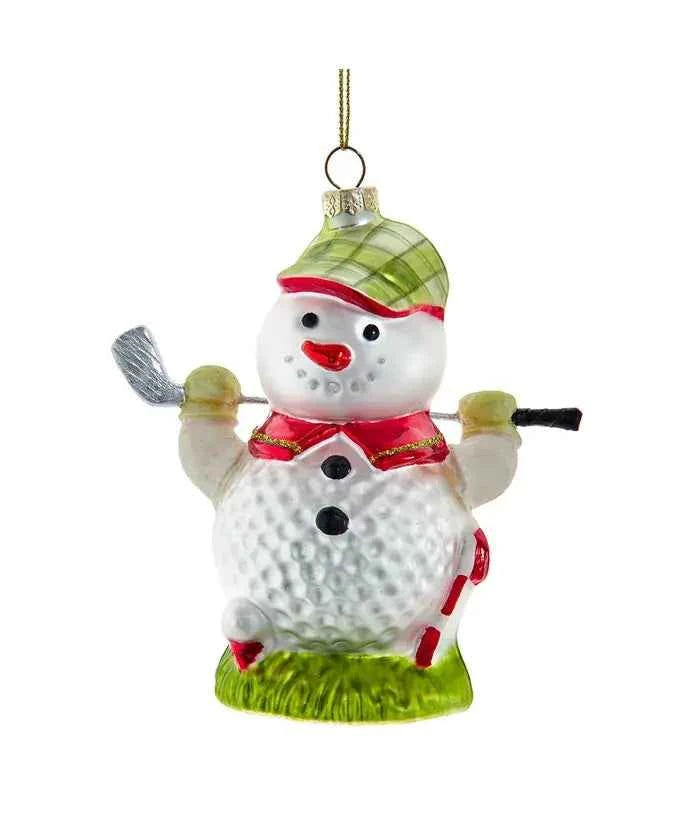 5" Glass Golf Snowman Ornament