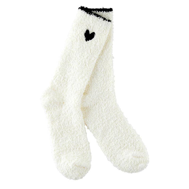 Bella Sleep + Spa - Cozy Socks - Black Trim + Black Heart