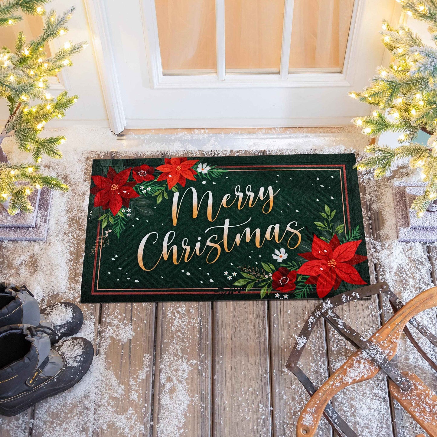 Floral Merry Christmas Embossed Mat