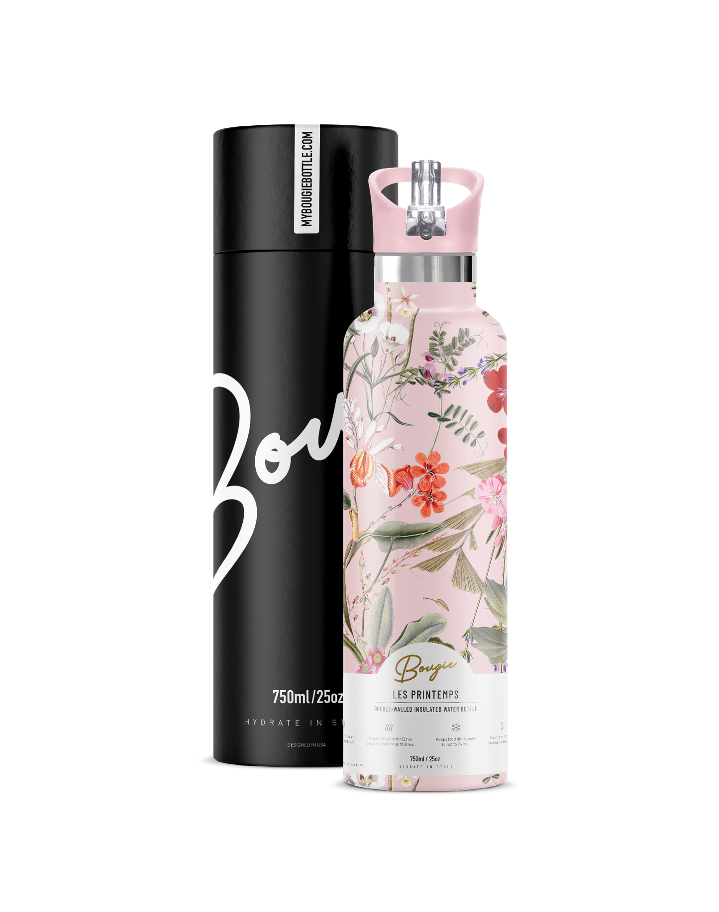 Les Printemps – Spring Floral Insulated Water Bottle | 25oz