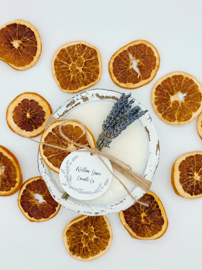 Summer Citrus Mini Round Dough Candle: Natural Stain