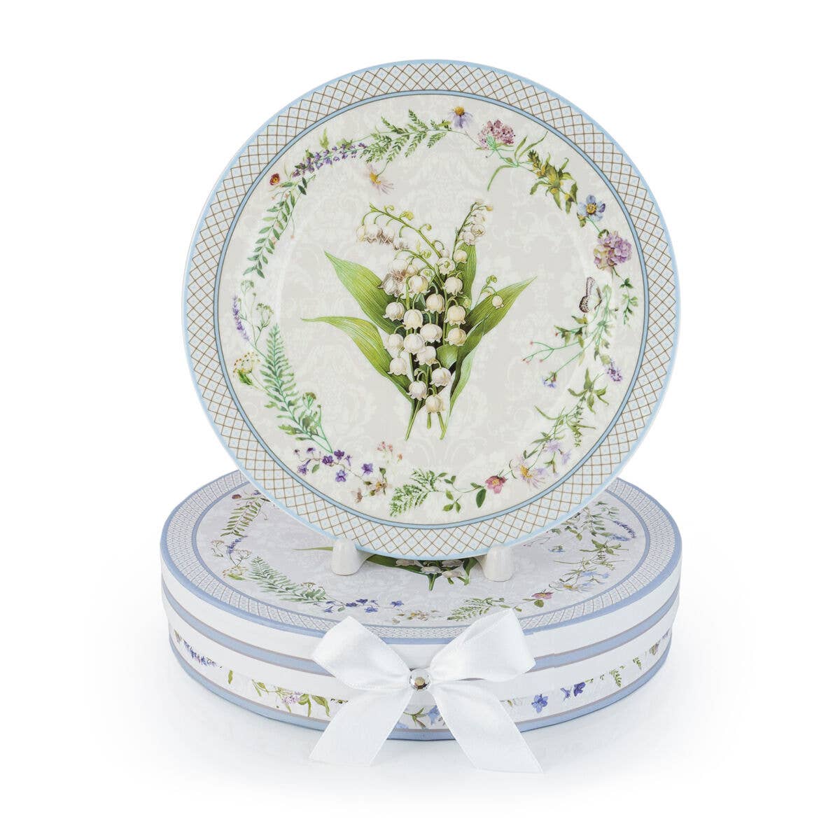 Lily of the Valley Porcelain Dessert Plate Set of 2
