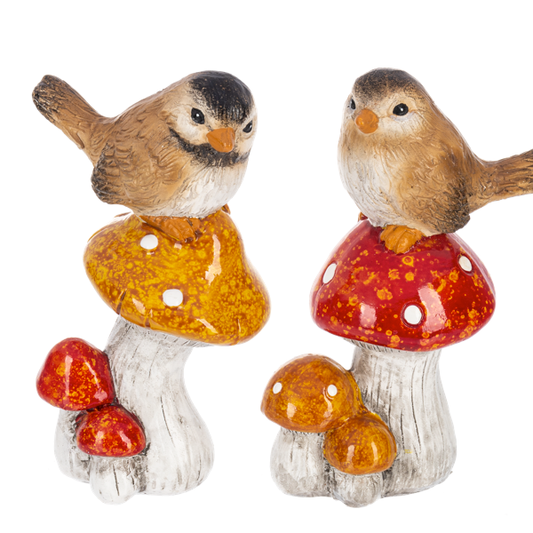 Fall Bird on Mushroom Figurine