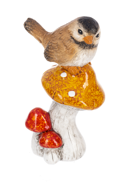 Fall Bird on Mushroom Figurine