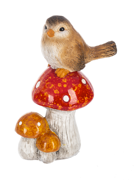 Fall Bird on Mushroom Figurine