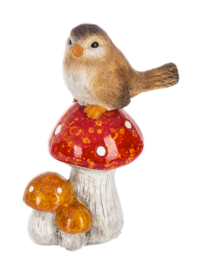 Fall Bird on Mushroom Figurine
