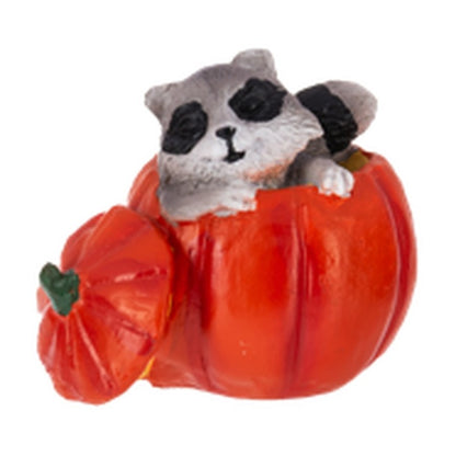 Fall Critter Mini Figurine, Raccoon in Pumpkin