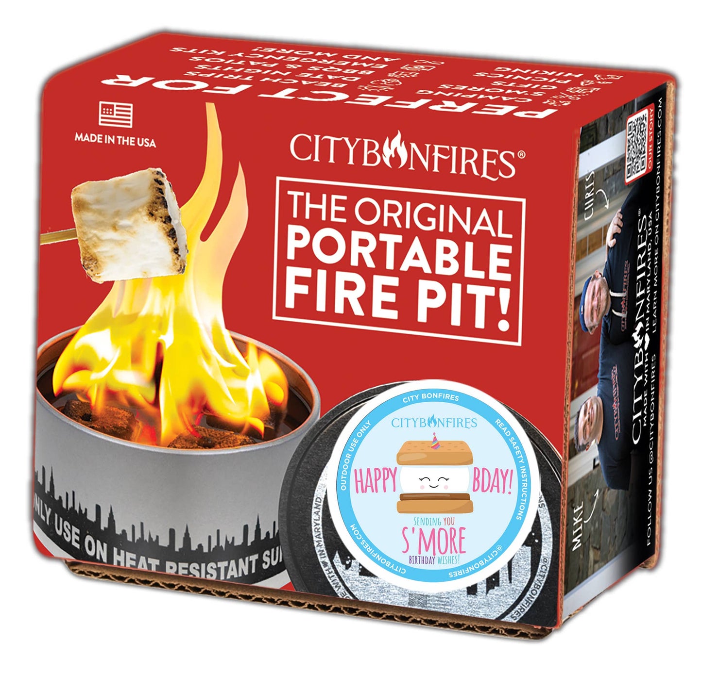 City Bonfires - Portable Fire Pits - City Bonfire - Happy Birthday Edition