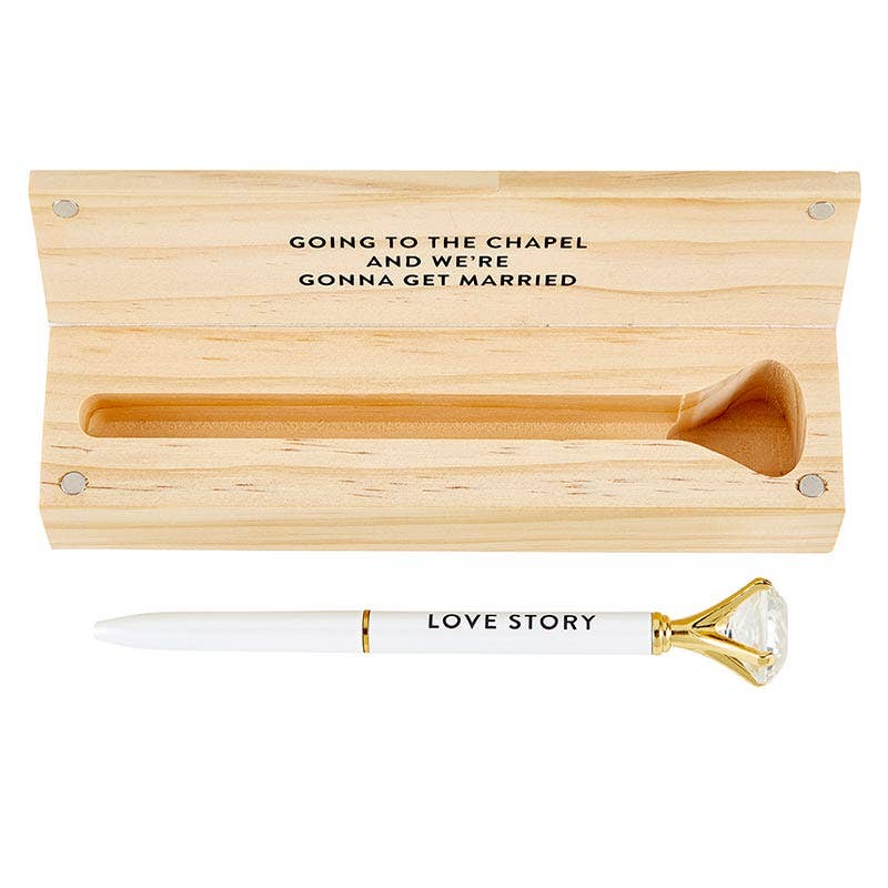Estudio de diseño Santa Bárbara de Creative Brands - Caja de madera con bolígrafo con gemas - Historia de amor