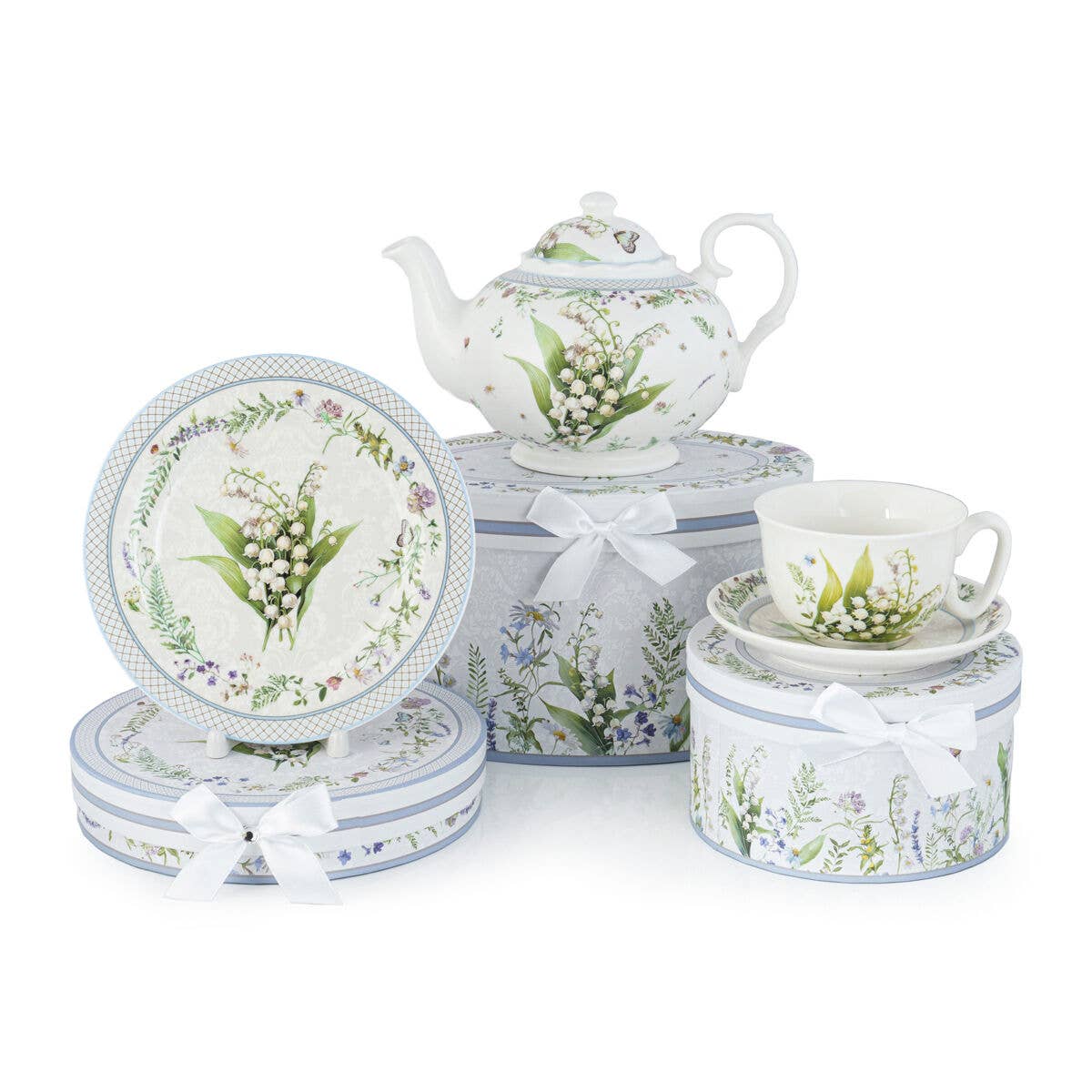 Lily of the Valley Porcelain Dessert Plate Set of 2