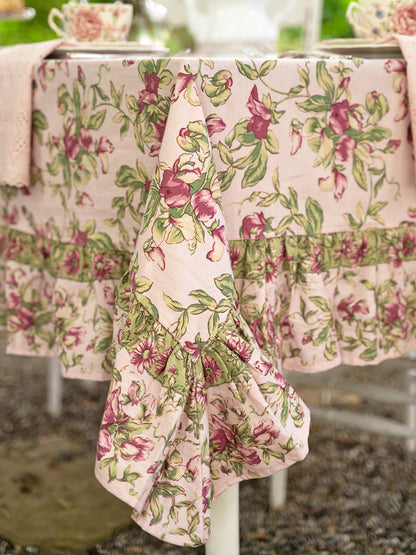 Sweet Pea Ruffle Tablecloth - Rose