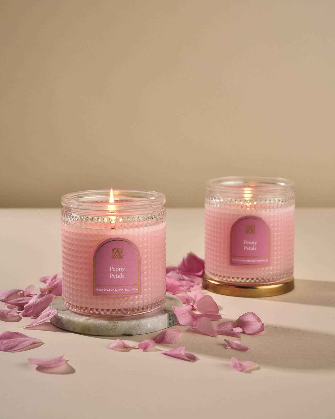 Peony Petals- Elegant Essentials- Textured Glass Candle 6 EA